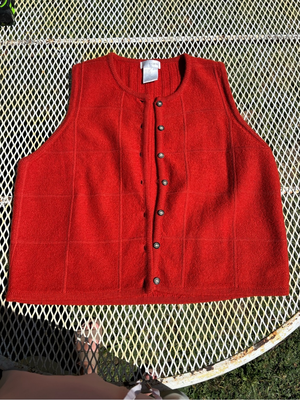 Vintage Pierre Cardin Button Up 100% Wool Vest-Burnt Orange Color